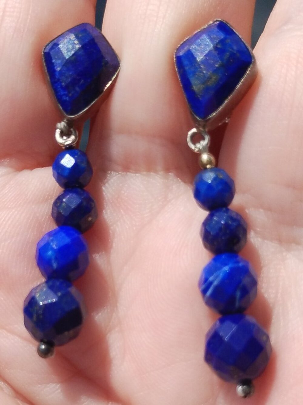Jay King DTR mine finds Lapis Faceted dangle earrings 925 Sterling Silver - Picture 8 of 8